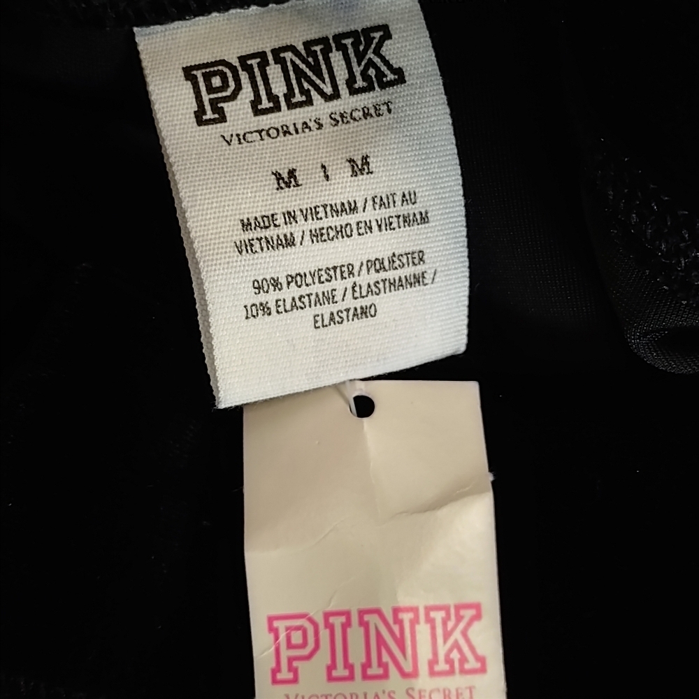 PINK Victoria’s Secret Women’s Embroidered Velvet Black Leggings Plants Sz M NWT - Picture 11 of 11